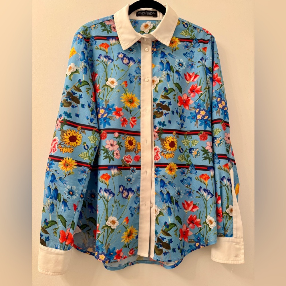 Floral Blue Button-Up Shirt